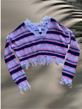 Rue21 Striped Cropped Grunge Y2k style Sweater - Size S